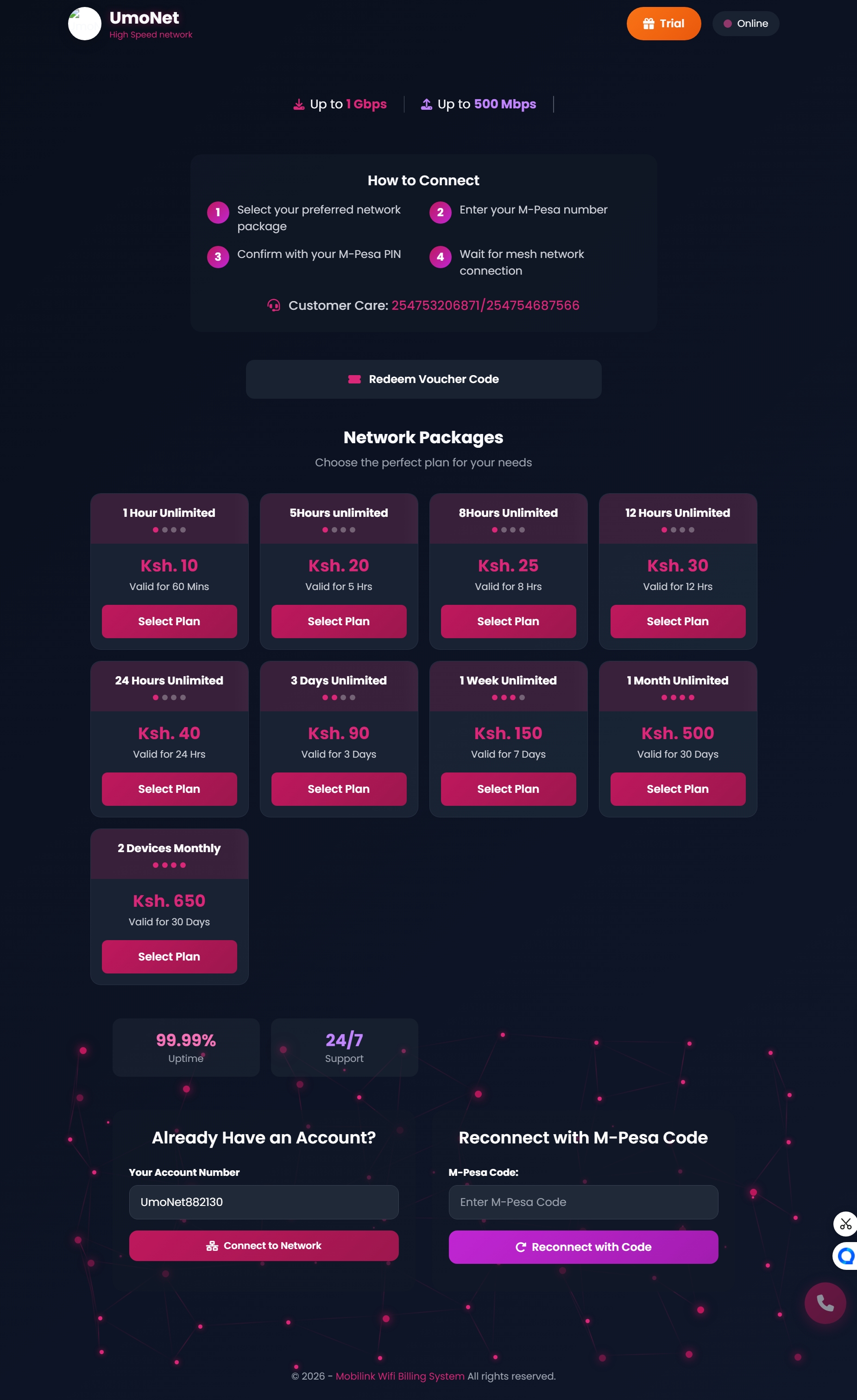 Custom WiFi Hotspot Login Page Kenya - Blue Theme