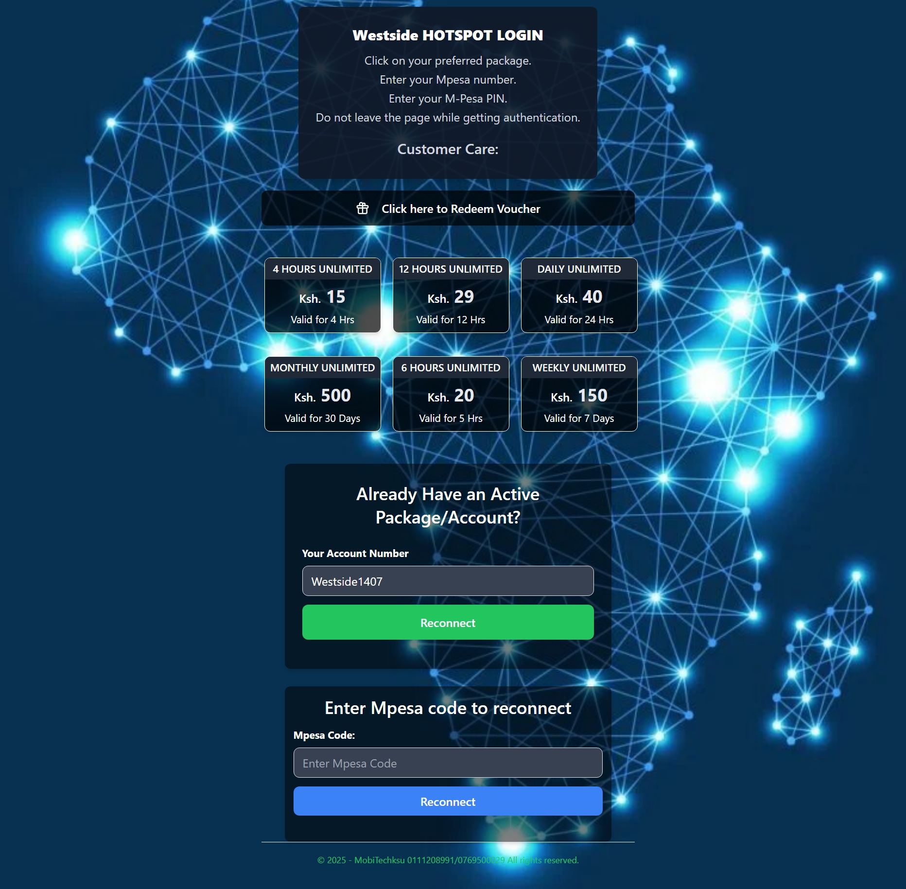 MikroTik Hotspot Login Page Dark Theme