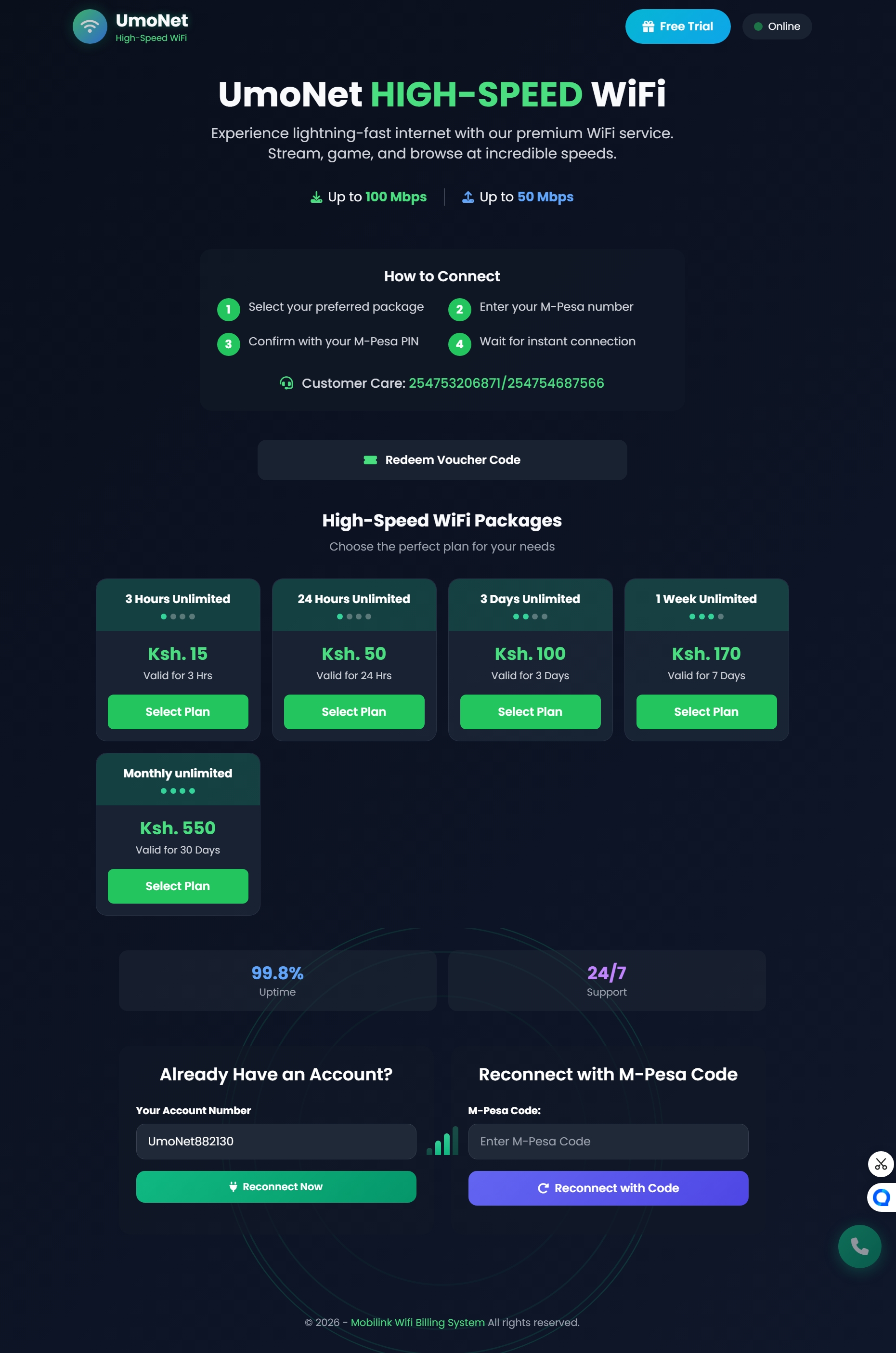 M-Pesa WiFi Login Page Template Kenya